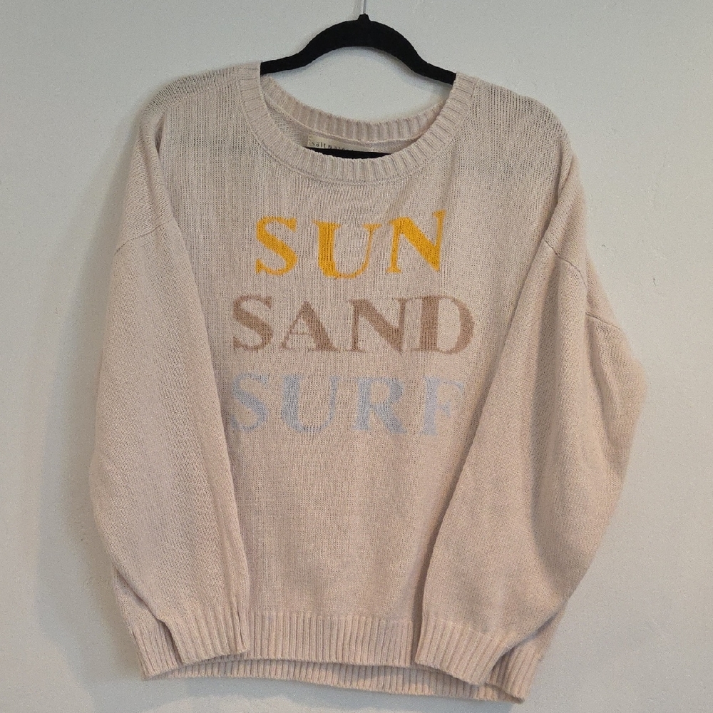 Sun Sand Surf Cream Knit Sweater Saltwater Luxe Womens Large